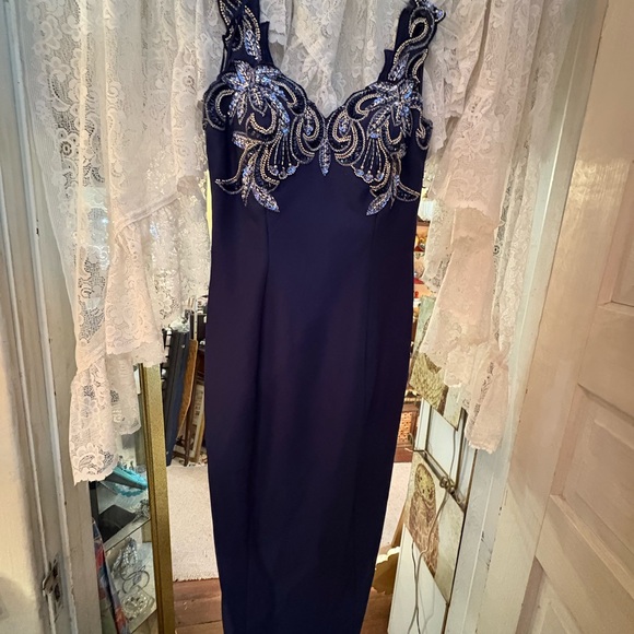 Elegant Navy Blue Nadine brand Embellished Dress - Picture 1 of 5